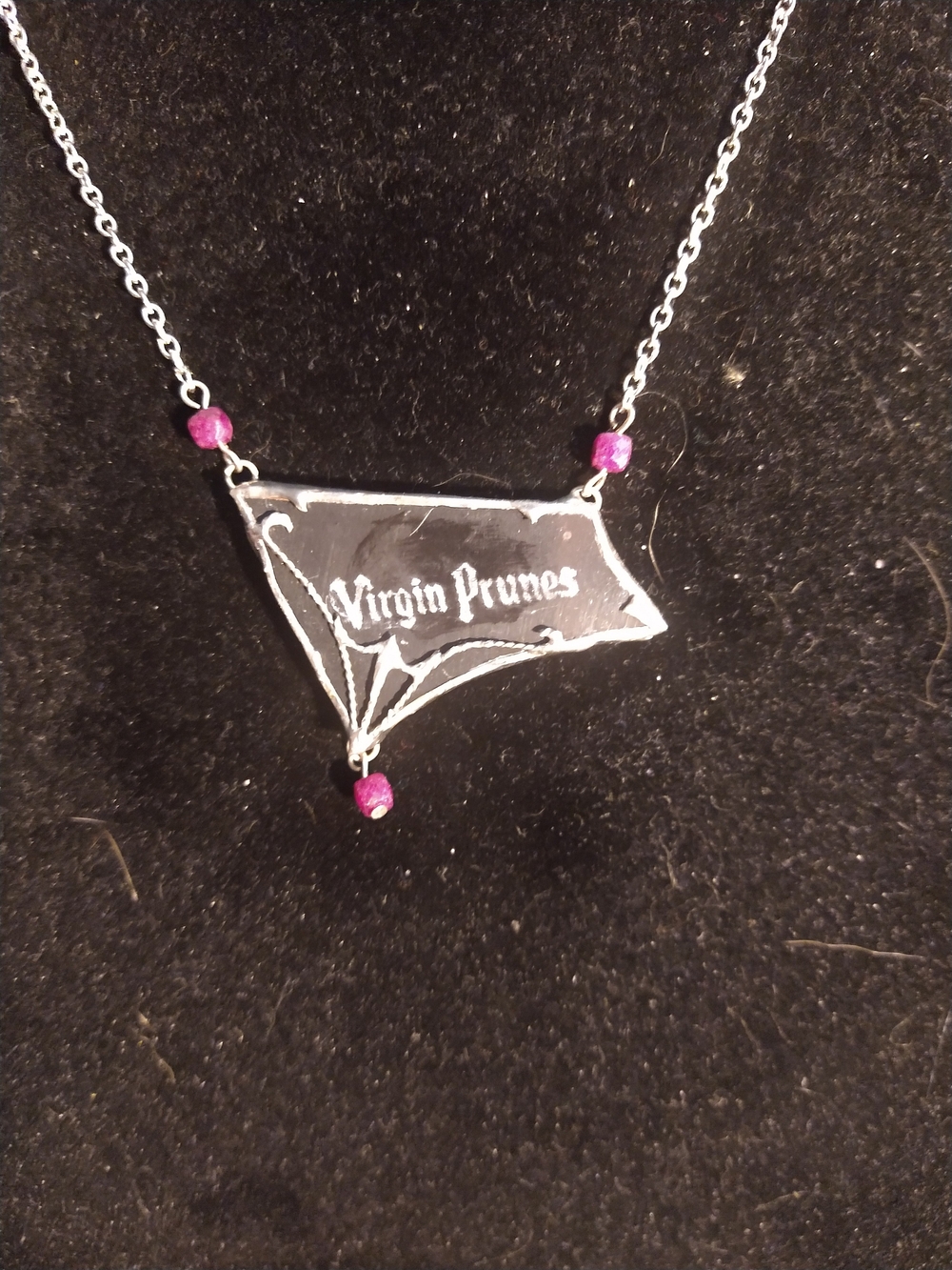 Virgin Prunes Goth Band Necklace with Genuine Ruby Accent Beads